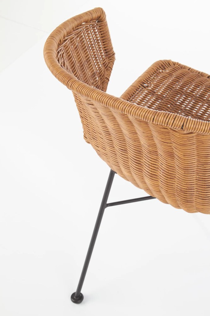 K407 krzesło naturalny, czarny, rattan syntetyczny, boho, skandynawski