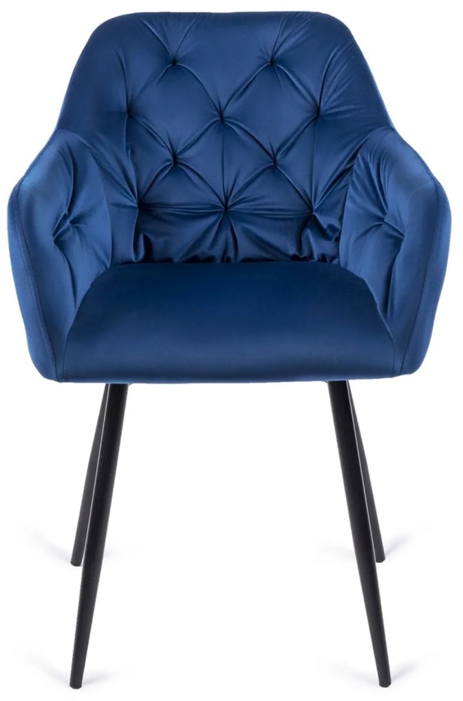Krzesło Tapicerowane do Salonu VIKI Granatowe Welurowe Nowoczesne Loft