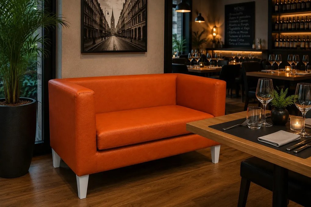 Sofa Monaco : Kolor nogi - Biała, Kolor tkaniny - EKO-SKÓRA - 20D, Typ tkaniny - Eko-skóra , Wysokość nogi - 20 cm