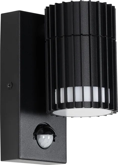 Designerska lampa ścienna zewnętrzna czarna z czujnikiem ruchu IP44 - Boris