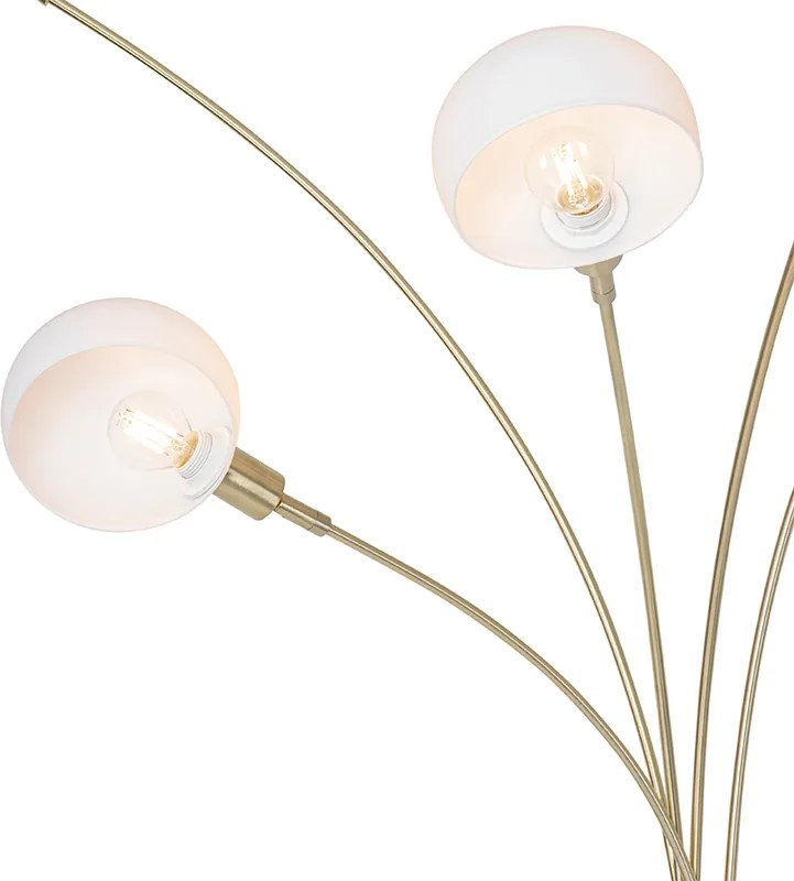 Designerska lampa podłogowa mosiężna z opalowym szkłem 5-światłowa - Sixties Marmo