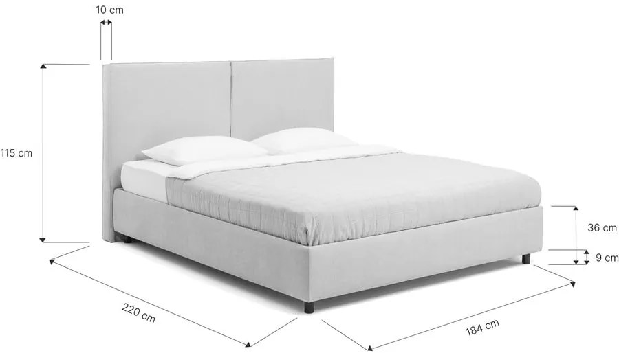 Szare tapicerowane łóżko dwuosobowe ze schowkiem z materacem i stelażem 180x200 cm Myra Bold – Bonami Selection