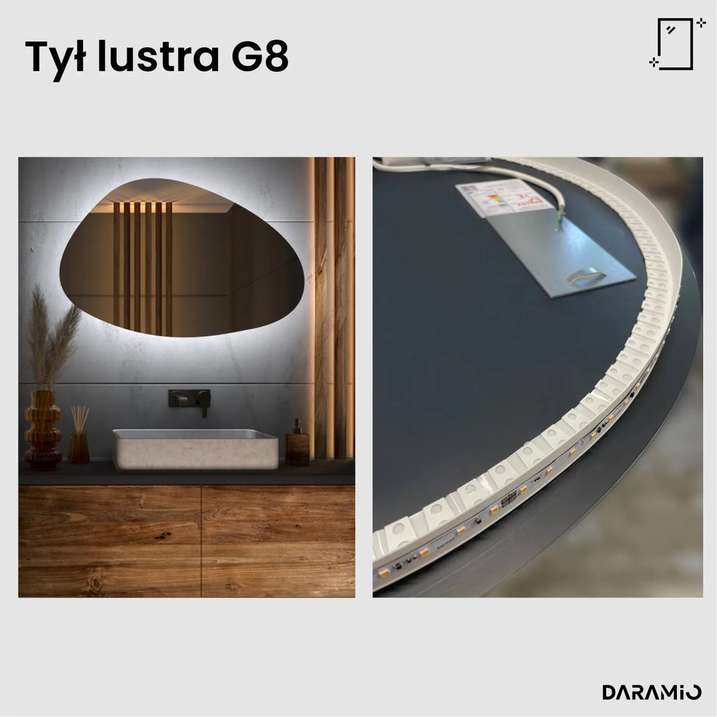 Lustro łazienkowe LED w kształcie kamienia G8