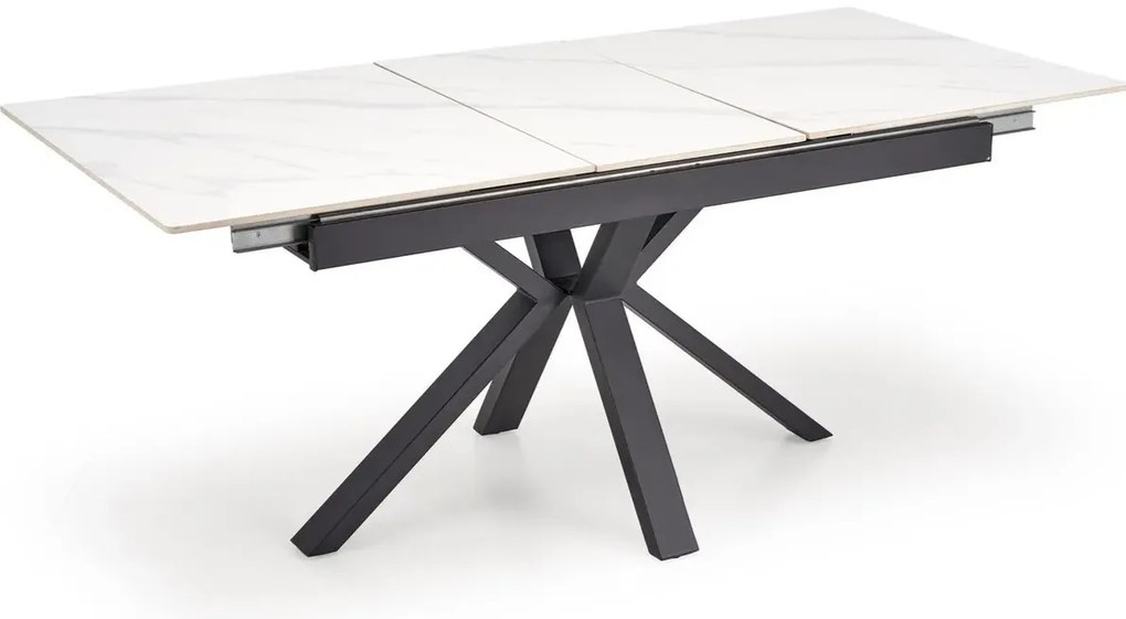 Stół rozkładany PLATAN 140(180)x85 biały marmur/czarny HALMAR