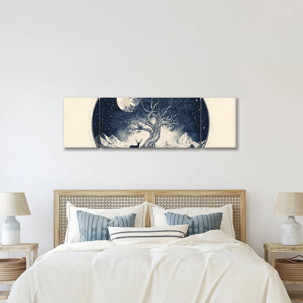 Obraz – Magiczne drzewo z jeleniem I. (170x50 cm)