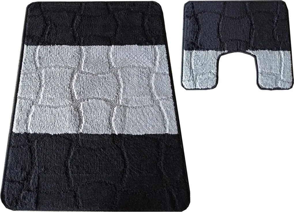 Elegancki czarny zestaw chodników do łazienki N7-P68