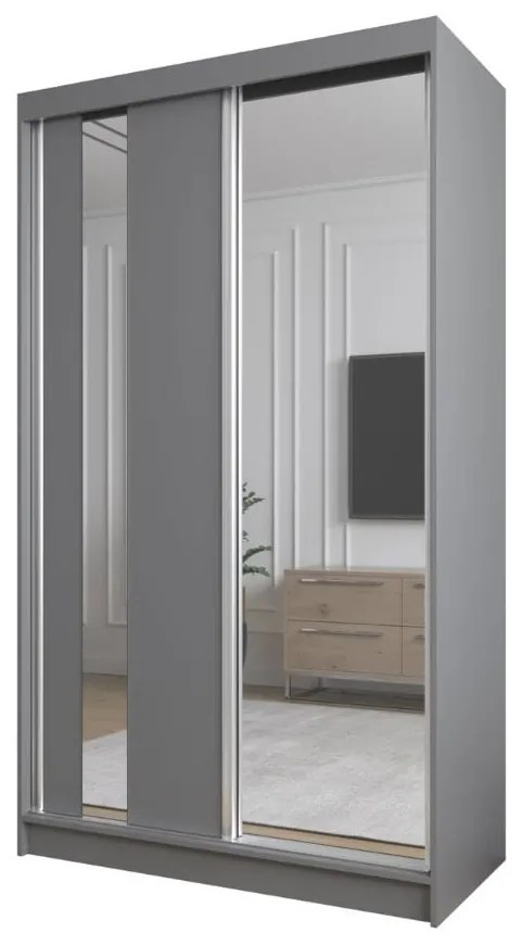 Szafa przesuwna - Greco 120 cm, szary mat