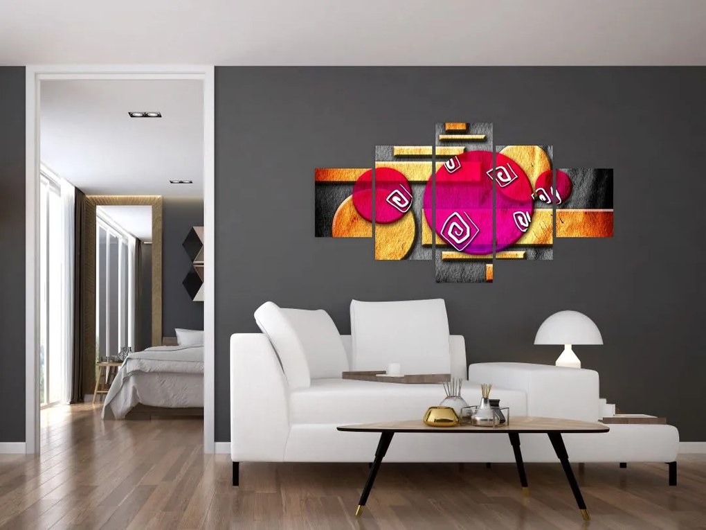 Abstrakcyjny obraz z historycznymi symbolami (125x70 cm)