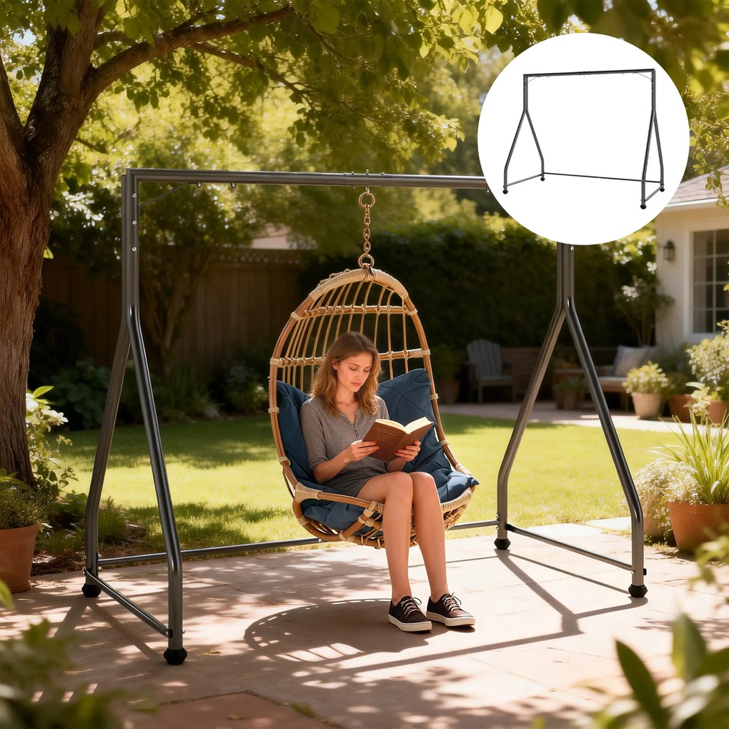 Outsunny Stojak na huśtawkę, wszechstronna konstrukcja do huśtawek dwu- i trzyosobowych lub wiszących koszy, czarny | Aosom PL