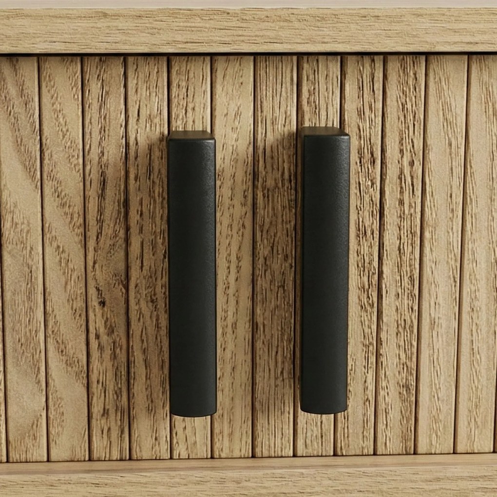 Konsola z rozsuwanymi drzwiami SCAVA, ryflowana, 100 x 35 x 80,5 cm