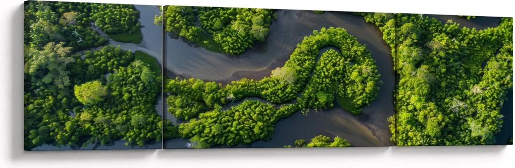 Obraz - Krajobraz leśny z rzeką (170x50 cm)