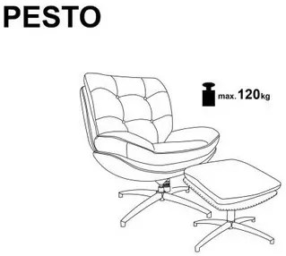 Fotel tapicerowany PESTO szary obrotowy z podnóżkiem HALMAR