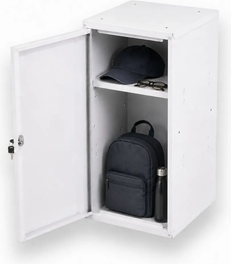 Szafka ubraniowa z schowkami zamykanymi 700 x 350 x 350 mm, zamek cylindryczny, niebieskie drzwi