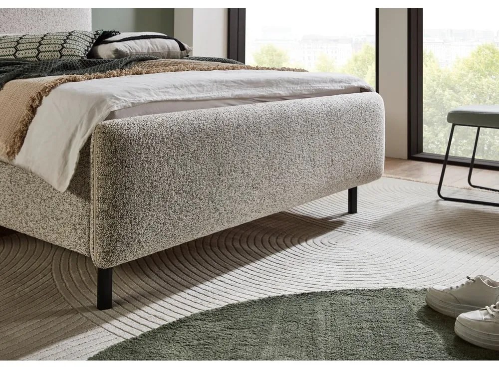 Beżowe tapicerowane łóżko dwuosobowe ze schowkiem ze stelażem 180x200 cm Primo – Meise Möbel