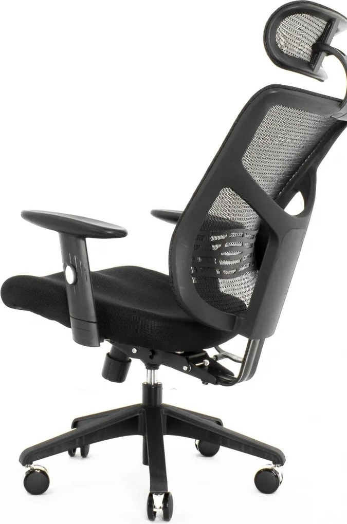 Ergonomiczne krzesło biurowe z siatki ErgoFly Star-E T-01, zgodne z normą BHP, kolor czarny