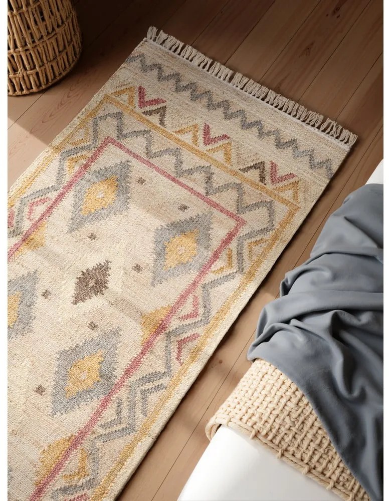 Kremowy chodnik z juty tkany ręcznie 80x200 cm Roya Imani – Elle Decoration