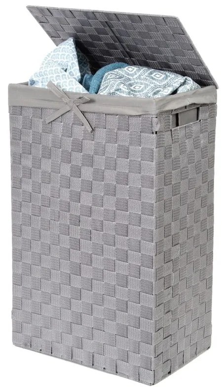 Szary kosz na pranie z pokrywką Compactor Laundry Basket Linen, wys. 60 cm