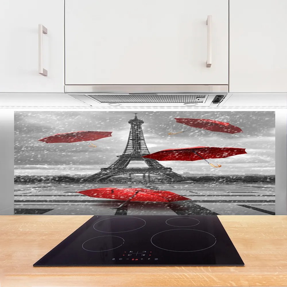 Panel Szklany do Kuchni Romantyczny Spacer pod Wieżą Eiffla