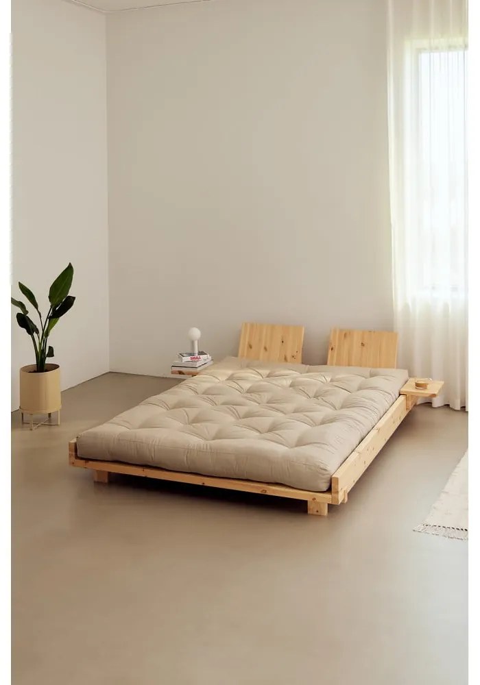 Łóżko dwuosobowe z litego drewna sosnowego ze stelażem 140x200 cm Social Bed – Karup Design