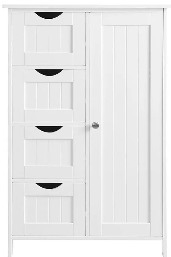 Szafka do łazienki z 4 szufladami i półką PAULA, 55x30x81cm, biała Vasagle