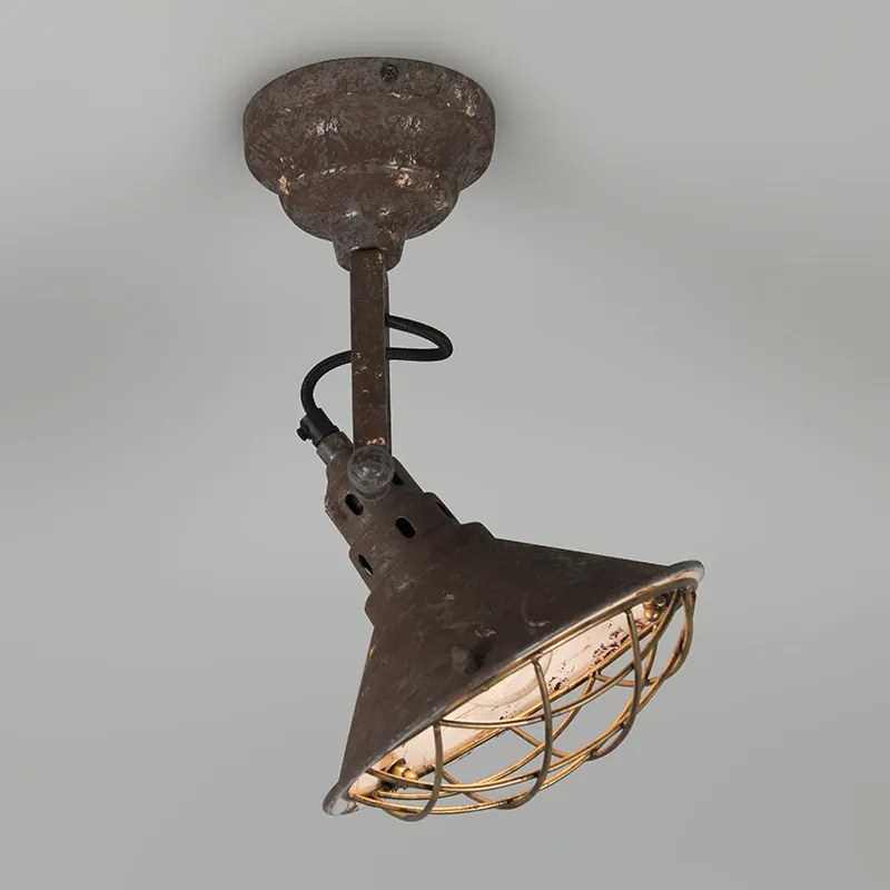 Vintage lampa ścienna i sufitowa brązowa uchylna - Barrack Rustykalny / Vintage Oswietlenie wewnetrzne