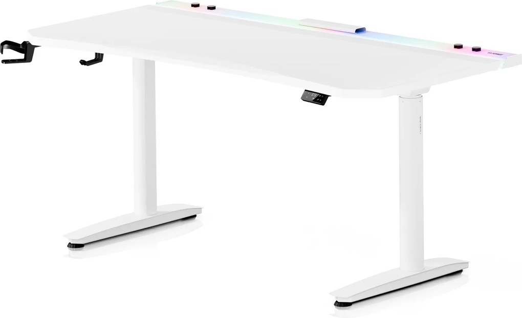 Biurko gamingowe RGB z regulacją wysokości Diablo X-Forge, 160x70 cm, białe