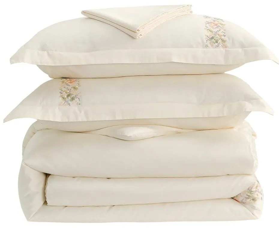 Kremowa pościel jednoosobowa z satyny bawełnianej z prześcieradłem/6-częściowa 140x200 cm Maison Bloom – Mila Home Luxury