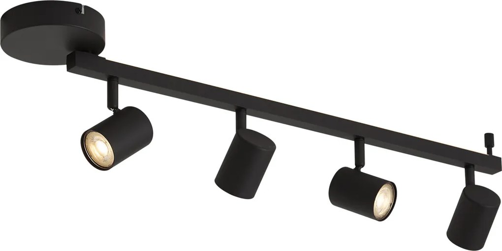 Nowoczesny czarny plafon 4-punktowy GU10 50mm z podświetleniem i przełącznikiem 3-stopniowym - Back Up
