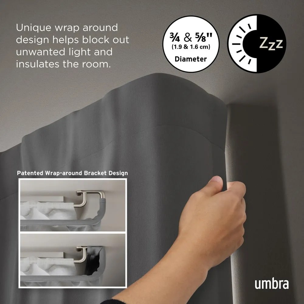 Stalowy regulowany podwójny karnisz 168 - 365 cm Twilight – Umbra