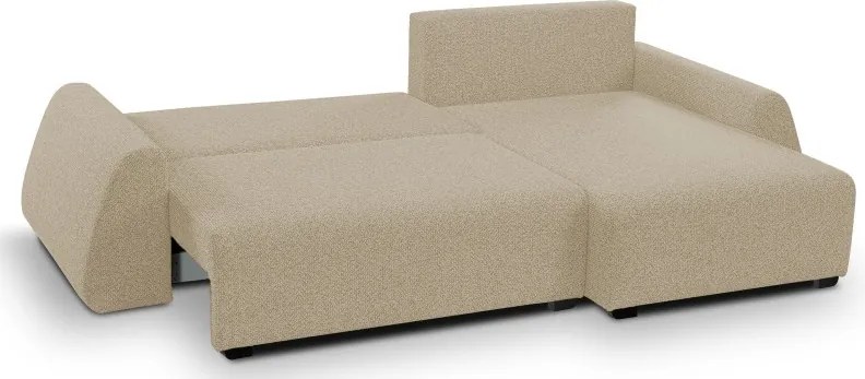 Narożnik ALMI Prawostronny z funkcją spania, wolnostojący tkanina EXCITE ME 04 Cappucino