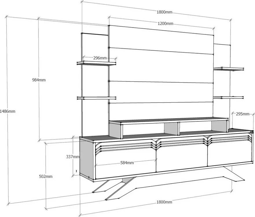 Ściana telewizyjna Delpi Walnut and White