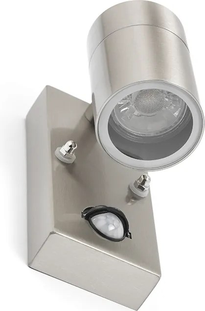 Lampa ścienna zewnętrzna stalowa IP44 z czujnikiem ruchu - Solo