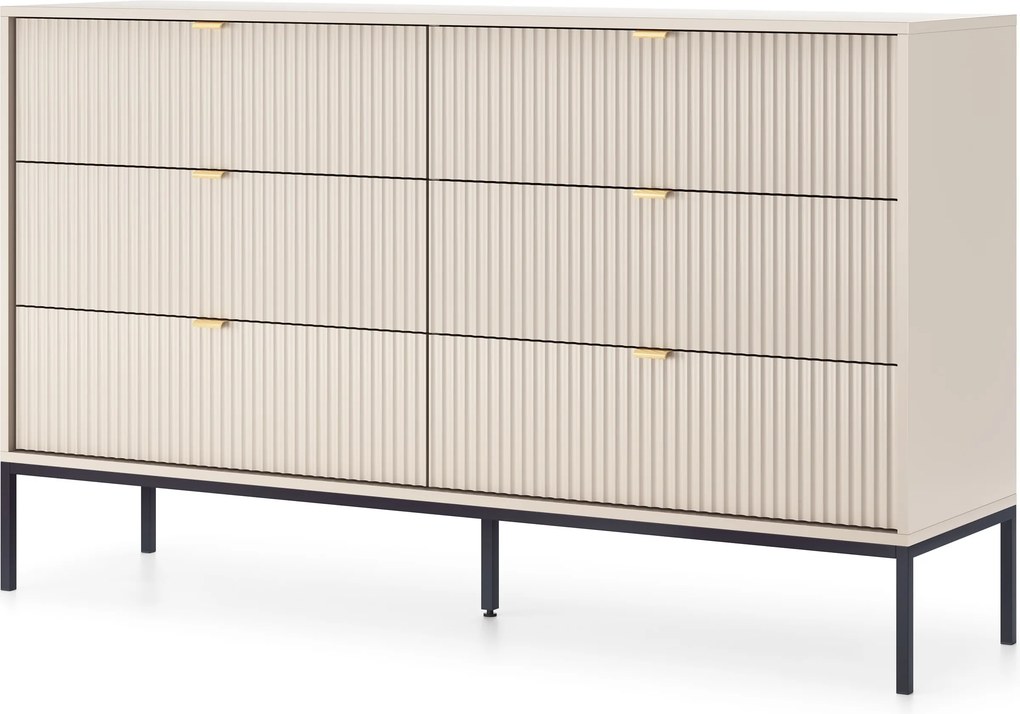 Komoda STELLARE 154 cm do Salonu Sypialni 6 Szuflad Kaszmir
