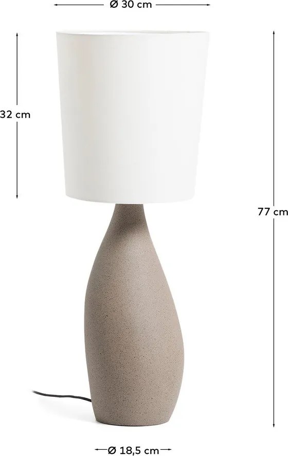 Biało-jasnoszara lampa stołowa z tekstylnym kloszem (wysokość 77 cm) Viona – Kave Home