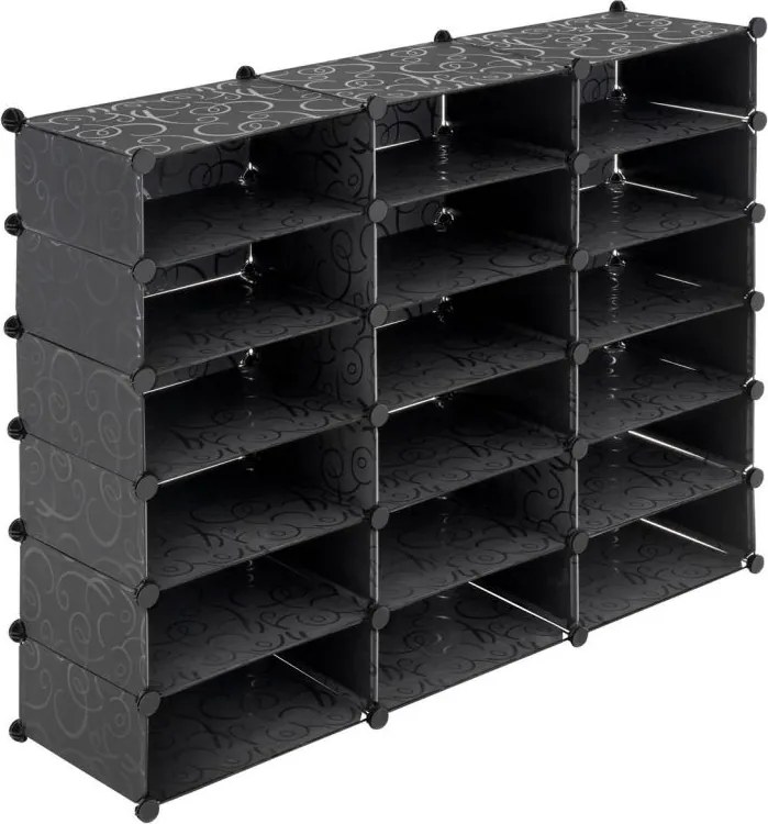 Czarny regał na buty - system wtyczek