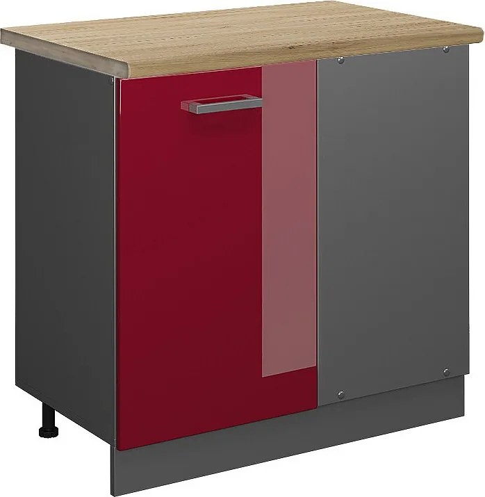 Szafka narożna czerwony połysk 86x60x81.6 r-line