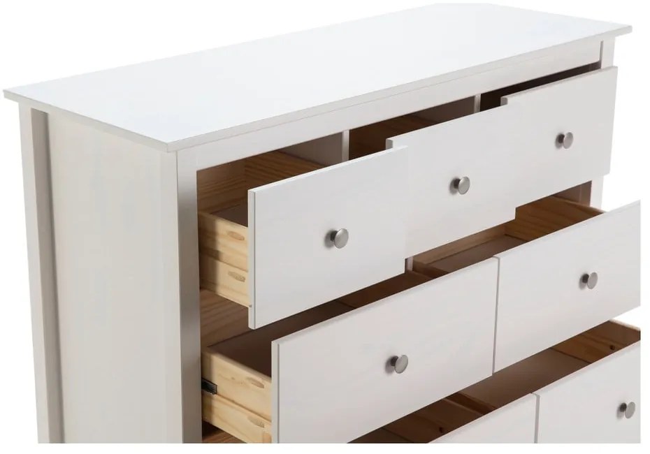 Biała niska komoda z litego drewna sosnowego 110x80 cm Berna – Marckeric