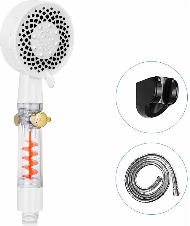 NETTLIFE Okrągły oszczędzający wodę prysznic ręczny z 5 strumieniami biały