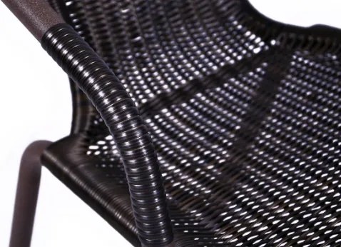 Krzesło ogrodowe Bistro rattanowe - czarne z brązową strukturą