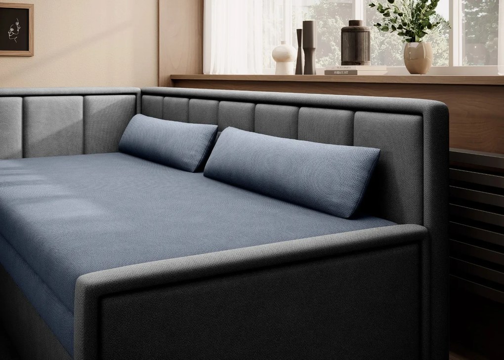 Sofa rozkładana z funkcją spania FULGEO szara/granatowa lewa ELTAP