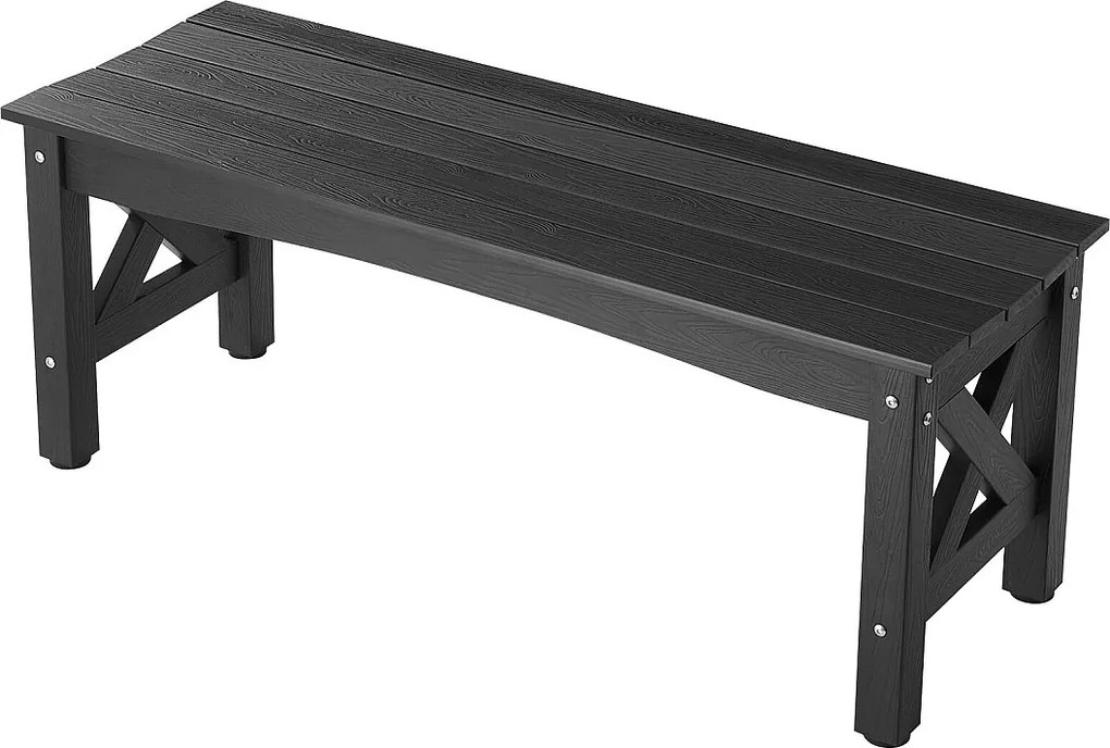 Ławka Ogrodowa SucceBuy, 113 cm, Ławka Zewnętrzna z Plastiku, Nośność 272 kg, Odporna na Warunki Atmosferyczne z Grubymi Nogami