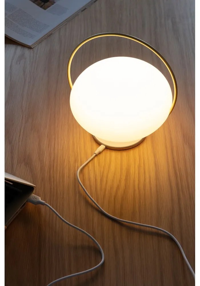Lampa stołowa LED w biało-złotym kolorze (wysokość 19 cm) Orbit – UMAGE