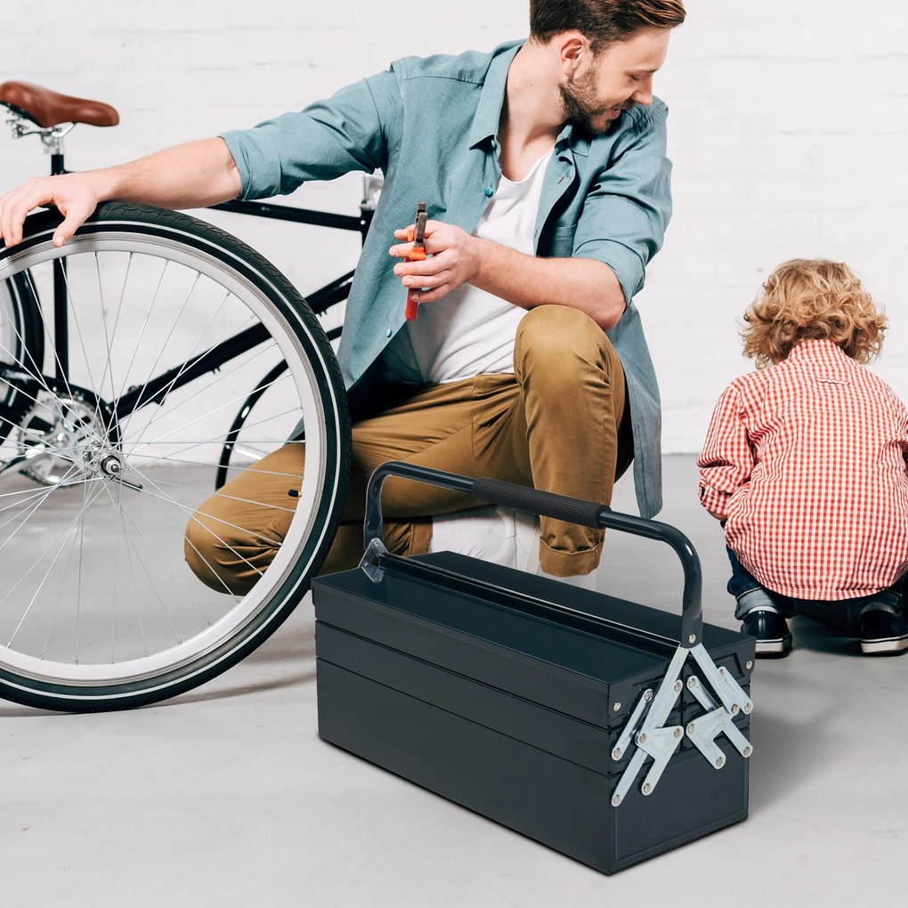 Skrzynka Narzędziowa DURHAND z 5 Przegrodami, Idealna do Warsztatu, Ciemnozielona