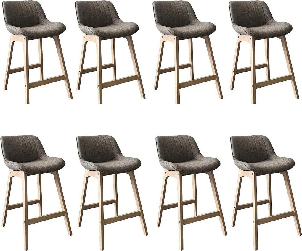 Komplet dębowych krzeseł wyspowych i barowych z siedziskiem z tkaniny MELLOW o szerokości 65 cm