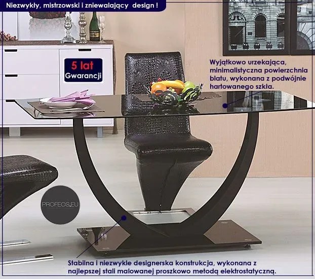 Czarny stół szklany do salonu A2-L43