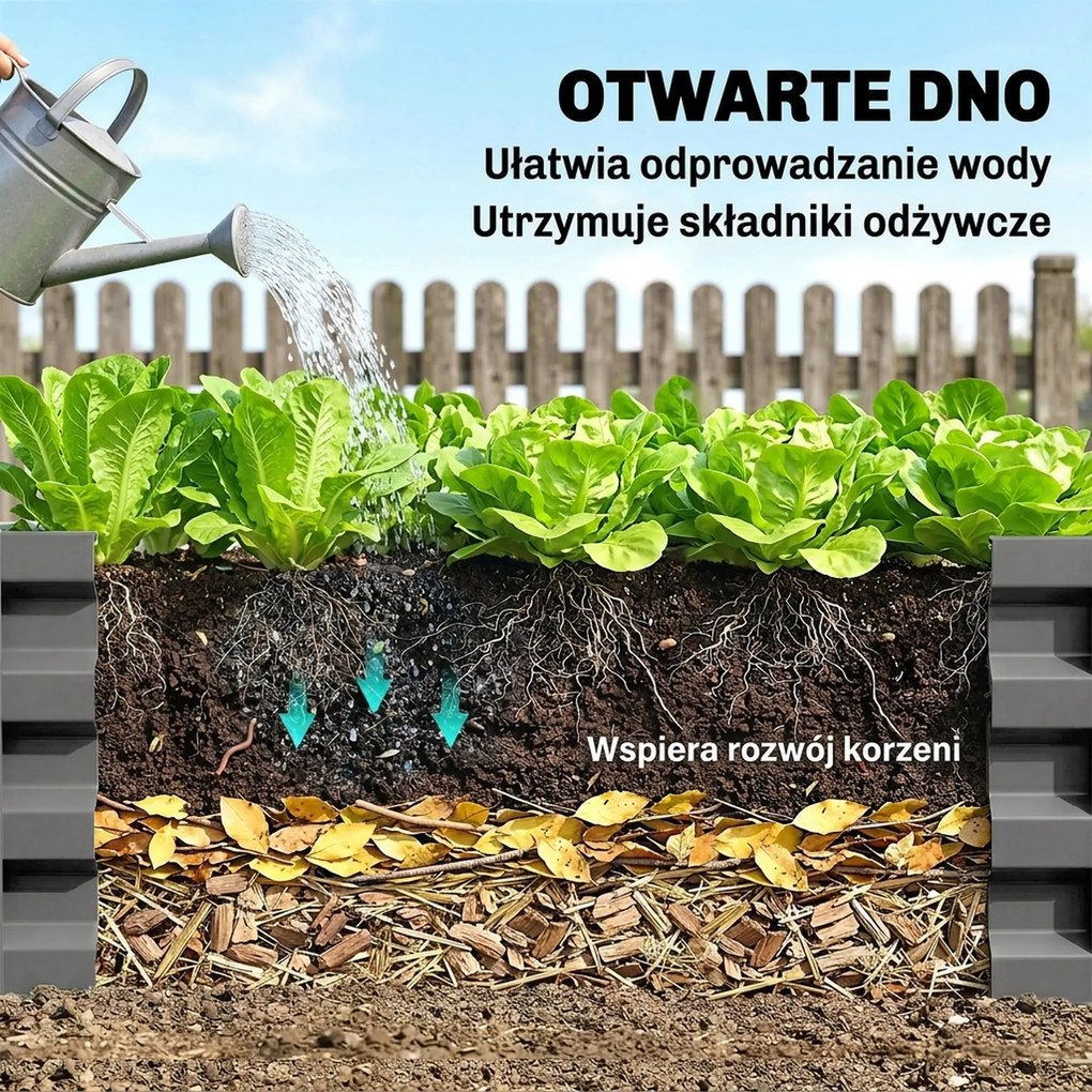 Outsunny Skrzynka ogrodowa, Pflanzkasten z obudową stalową, Jasnoszary, 120 x 120 x 30 cm