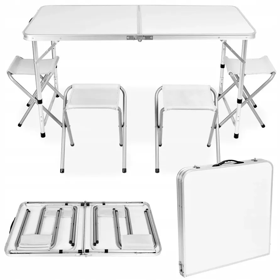 Biały zestaw turystyczny stół z krzesłami S9-K50