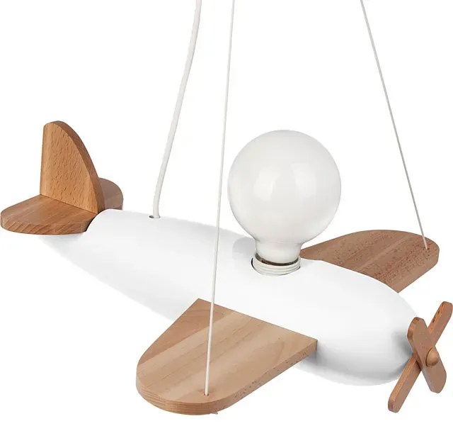 Biało-naturalna lampa wisząca dla dzieci samolot - S201 L4-P77