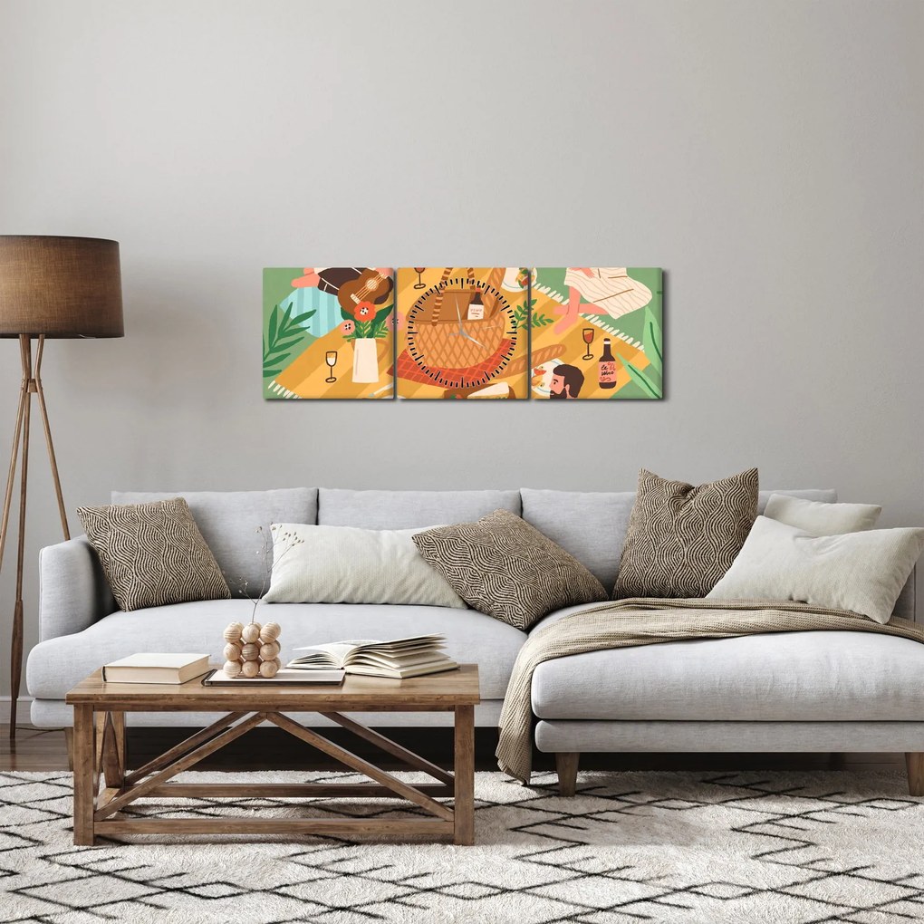 Obraz - Letnia miłość (z zegarem) (90x30 cm)