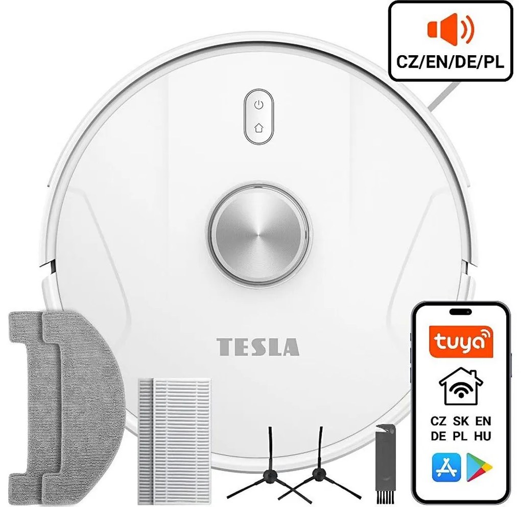 TESLA Electronics RoboStar - inteligentny odkurzacz 2w1 2600 mAh Wi-Fi biały